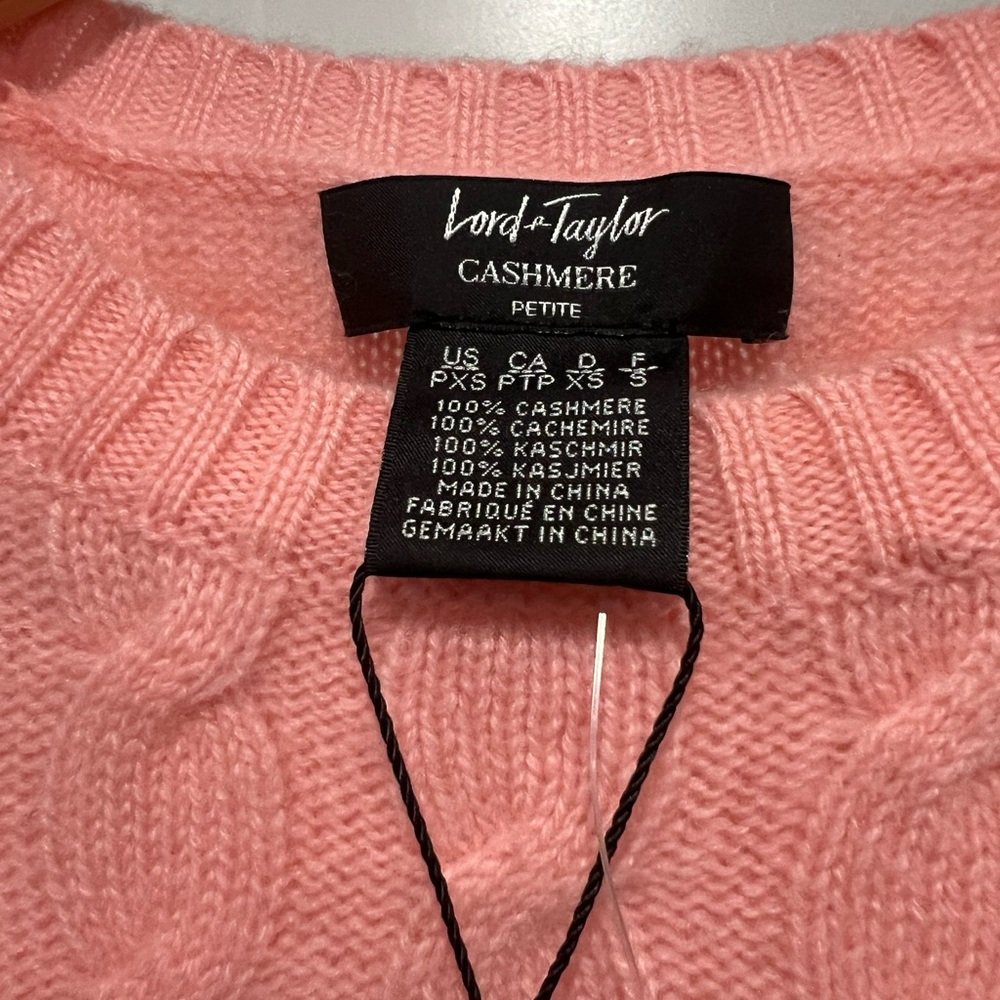 Lord and Taylor Cashmere Cable Knit Pink Sweater - Size XSP NWT - Picture 5 of 5